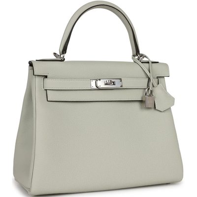 Hermès Kelly Retourne 28 Gris Neve Togo PHW 