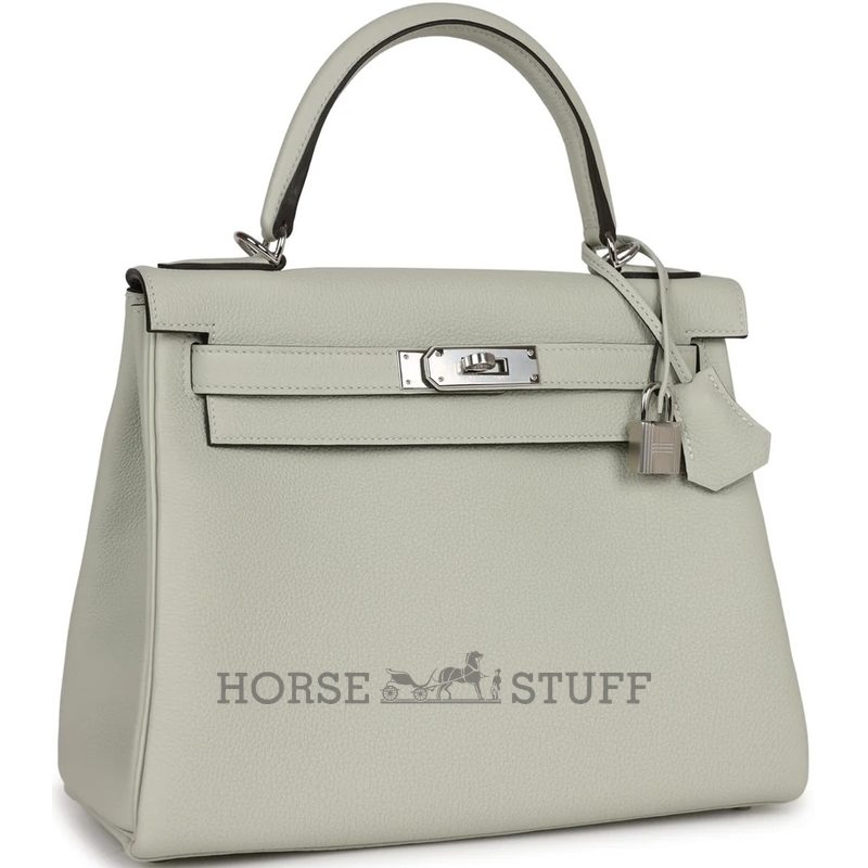 Hermès Kelly Retourne 28 Gris Neve Togo PHW