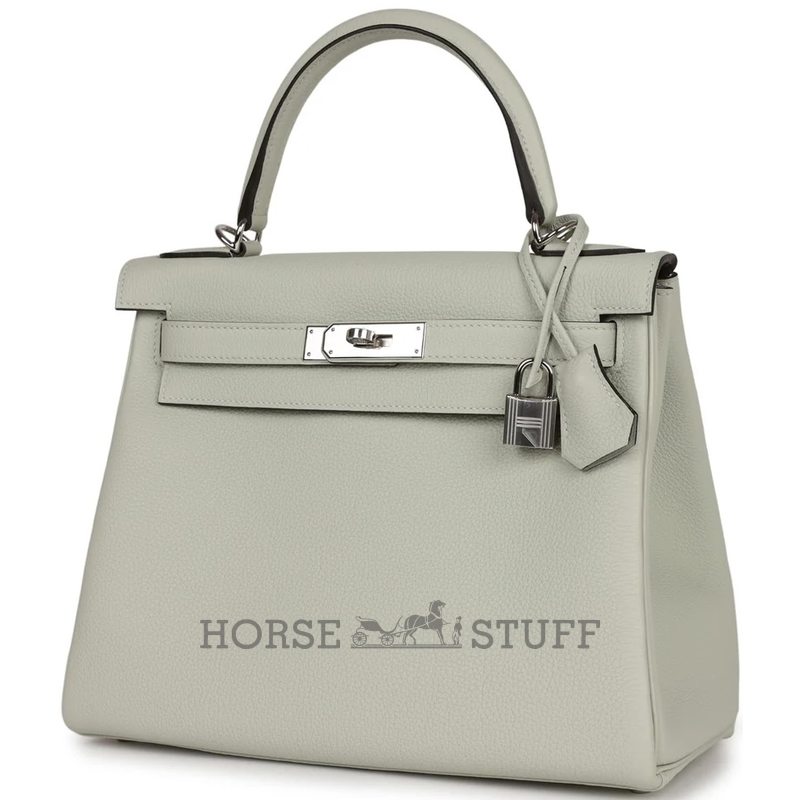 Hermès Kelly Retourne 28 Gris Neve Togo PHW