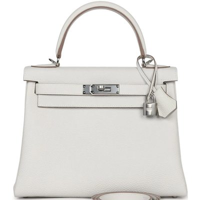 Hermès Kelly Retourne 28 Gris Pale Togo PHW 