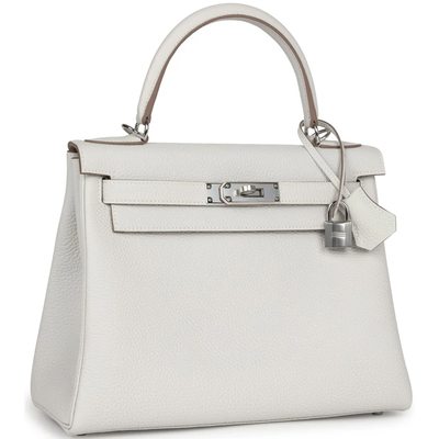 Hermès Kelly Retourne 28 Gris Pale Togo PHW 