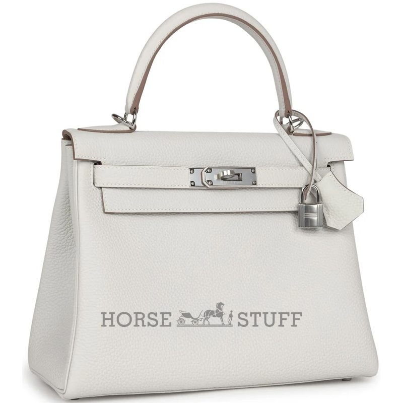 Hermès Kelly Retourne 28 Gris Pale Togo PHW