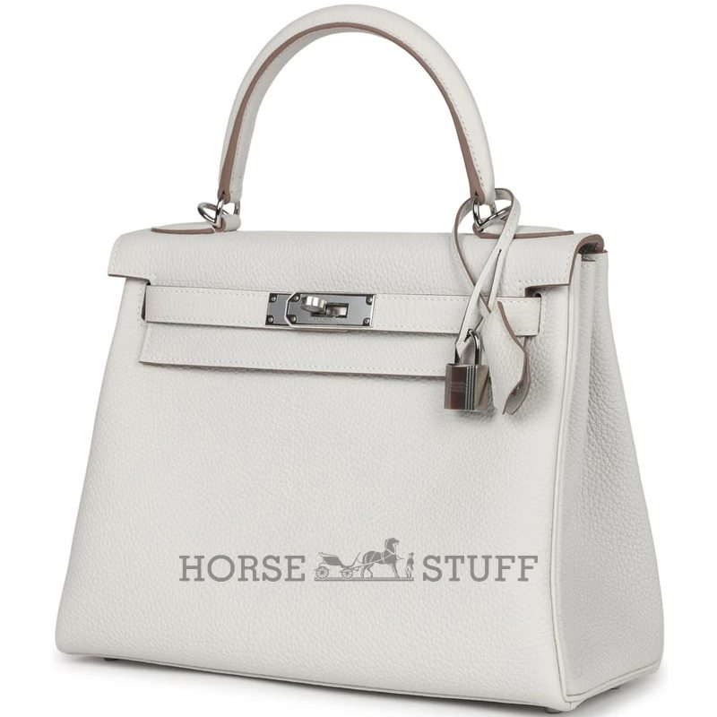 Hermès Kelly Retourne 28 Gris Pale Togo PHW
