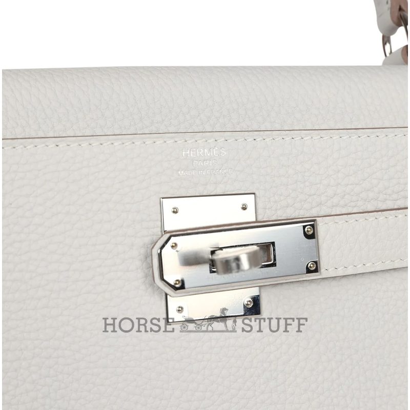 Hermès Kelly Retourne 28 Gris Pale Togo PHW