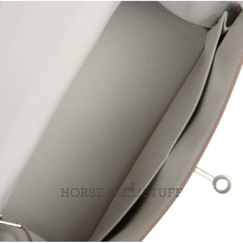 Hermès Kelly Retourne 28 Gris Pale Togo PHW