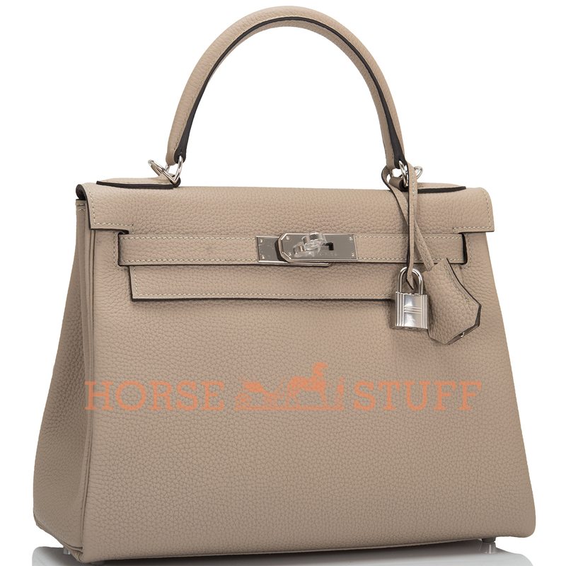 Hermès Kelly Retourne 28 Gris Tourterelle Togo PHW