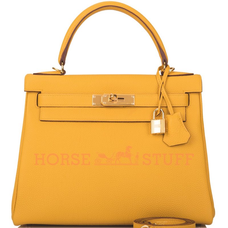 Hermès Kelly Retourne 28 Jaune Ambre Togo GHW