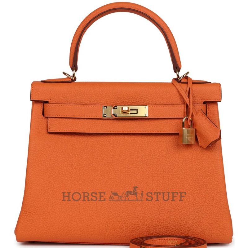 Hermès Kelly Retourne 28 Orange Togo GHW