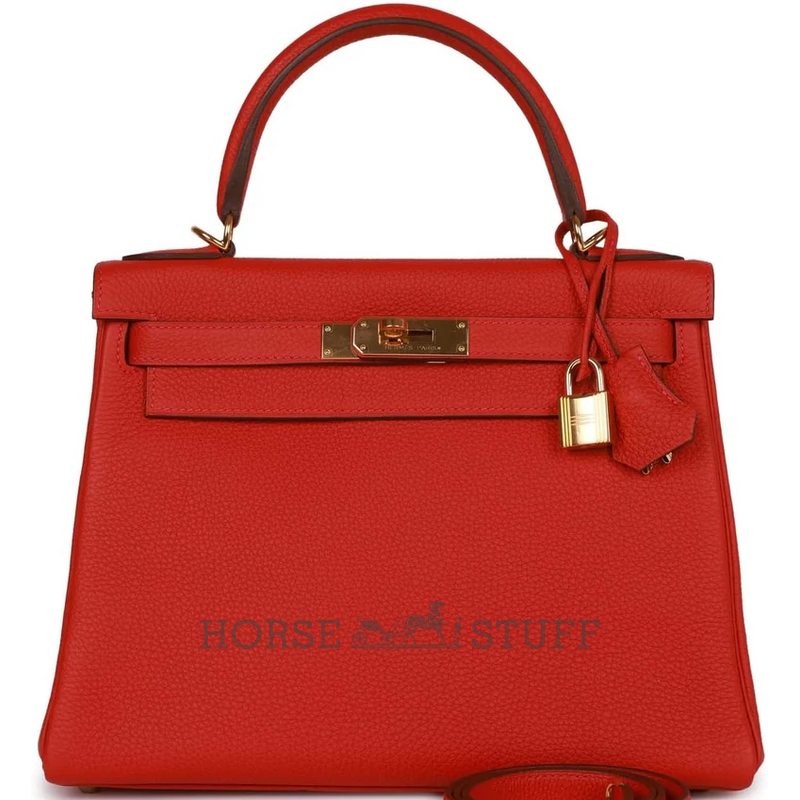 Hermès Kelly Retourne 28 Rouge Casaque Togo GHW