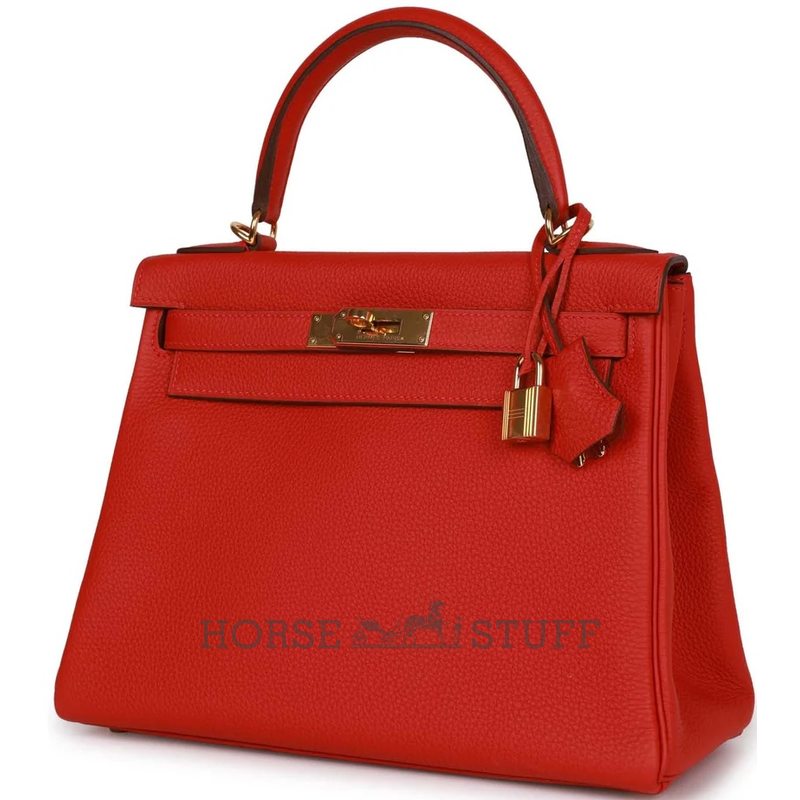 Hermès Kelly Retourne 28 Rouge Casaque Togo GHW