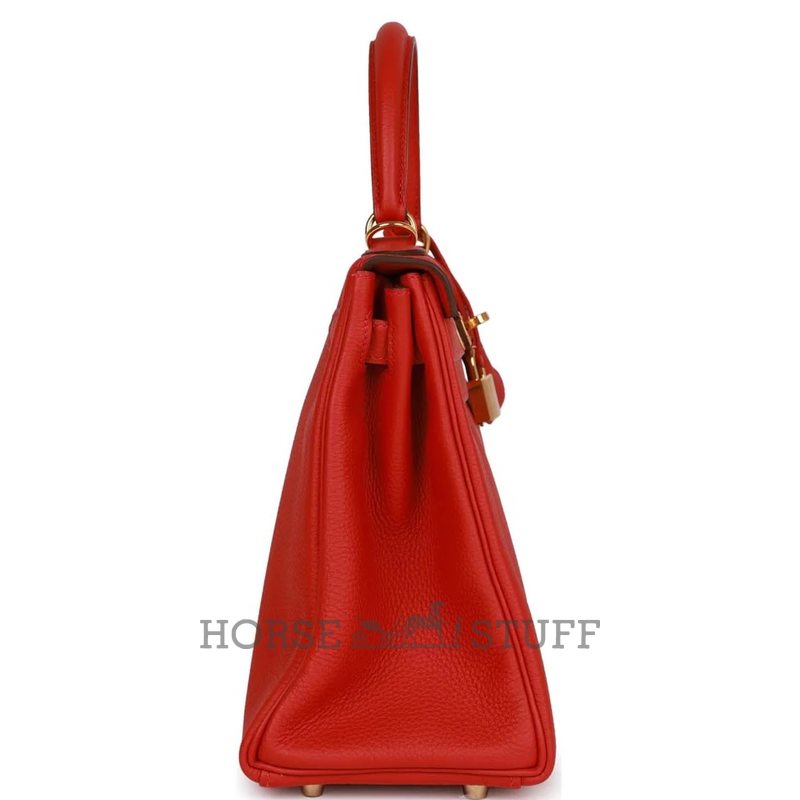 Hermès Kelly Retourne 28 Rouge Casaque Togo GHW
