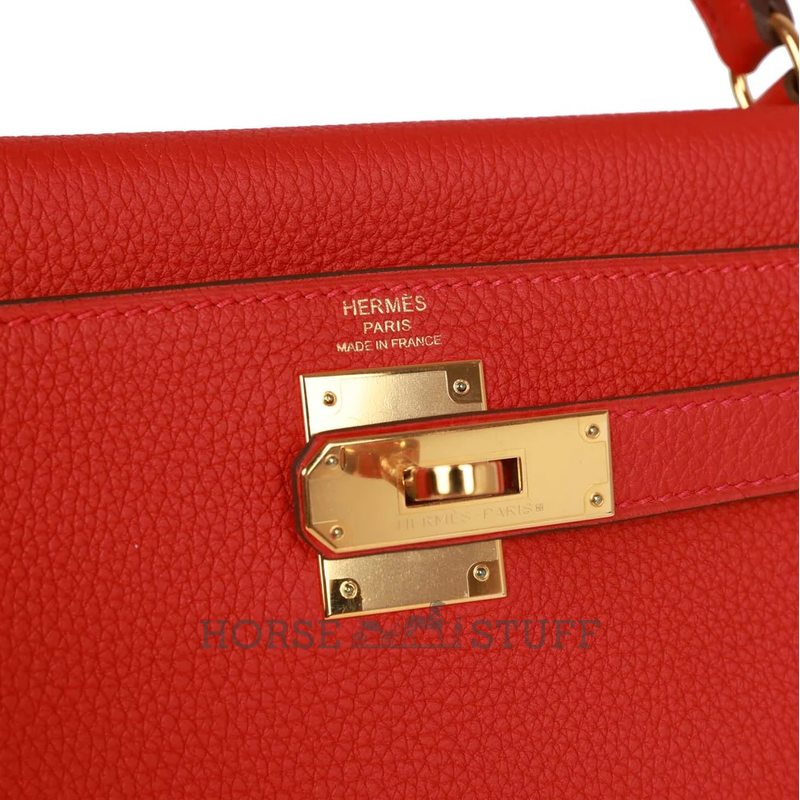 Hermès Kelly Retourne 28 Rouge Casaque Togo GHW