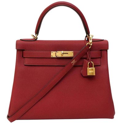 Hermès Kelly Retourne 28 Rouge Grenat Togo GHW 