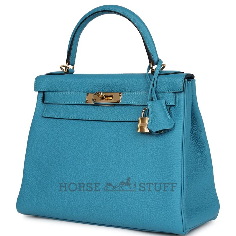 Hermès Kelly Retourne 28 Turquoise Togo GHW