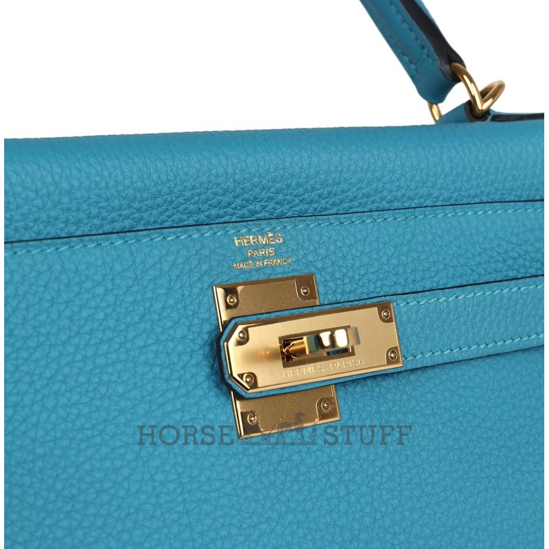 Hermès Kelly Retourne 28 Turquoise Togo GHW