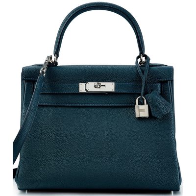 Hermès Kelly Retourne 28 Vert Cypress Togo PHW