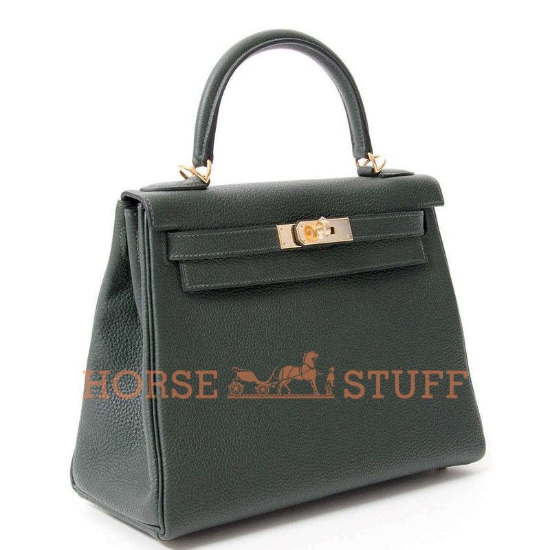 Hermès Kelly Retourne 28 Vert Fonce Togo GHW