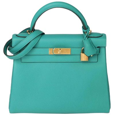 Hermès Kelly Retourne 28 Vert Verone Togo GHW 