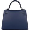 Hermès Kelly Sellier 28 Special Order HSS Verso Blue Indigo with contrast stitching / Gris Perle Epsom PHW