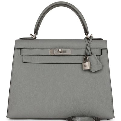 Hermès Kelly Sellier 28 Special Order HSS Verso Gris Mouette / Bordeaux Togo BPHW