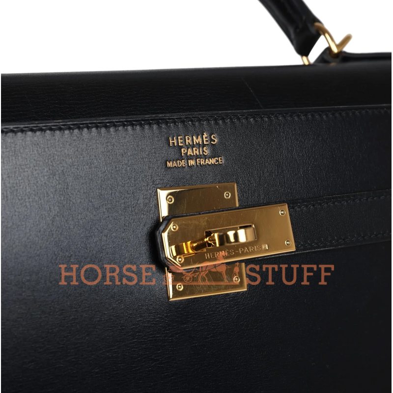 Hermes Kelly Sellier 32 Black Box Calf GHW