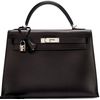 Hermes Kelly Sellier 32 Black Box Calf PHW