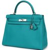Hermes Kelly Retourne 32 Blue Paon Clemence PHW