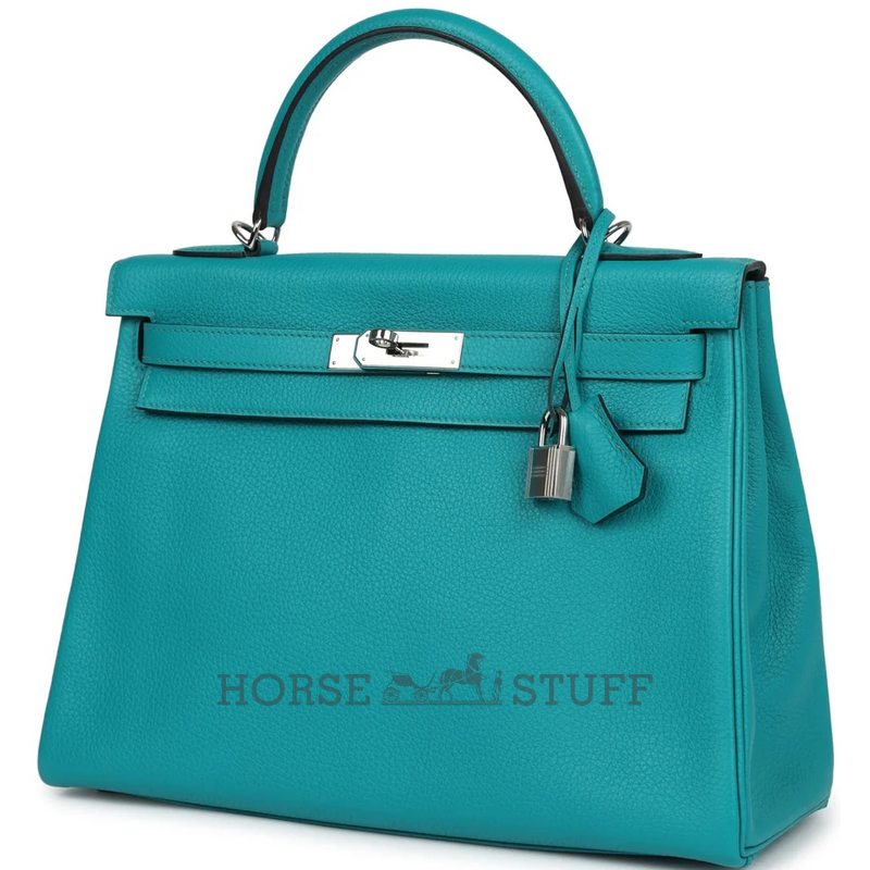 Hermes Kelly Retourne 32 Blue Paon Clemence PHW