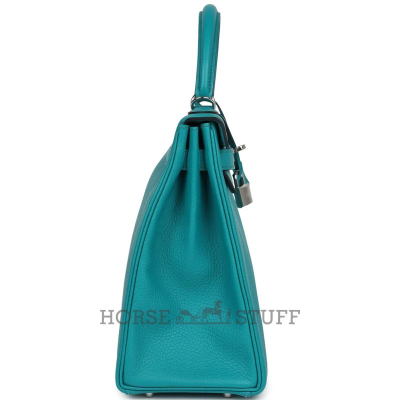 Hermes Kelly Retourne 32 Blue Paon Clemence PHW