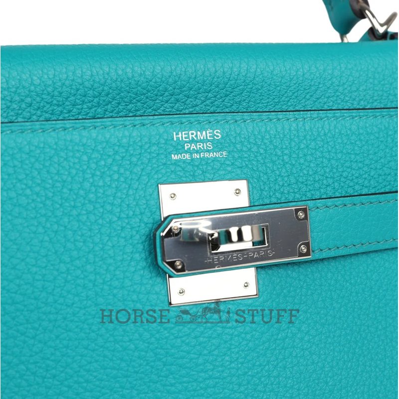 Hermes Kelly Retourne 32 Blue Paon Clemence PHW
