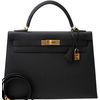 Hermès Kelly Sellier 32 Black Epsom GHW