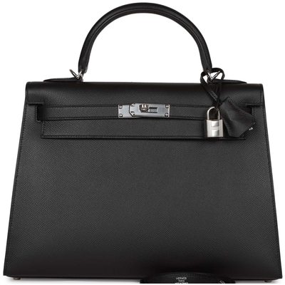 Hermès Kelly Sellier 32 Black Epsom PHW 