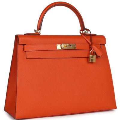 Hermès Kelly Sellier 32 Feu Epsom GHW 
