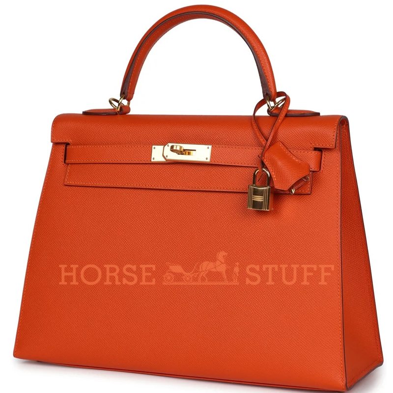 Hermès Kelly Sellier 32 Feu Epsom GHW