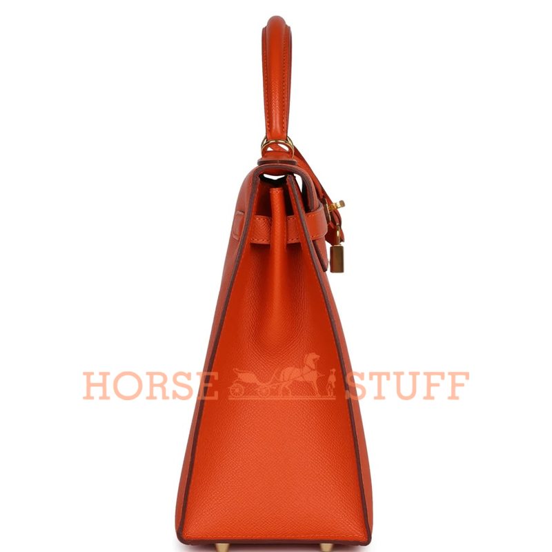 Hermès Kelly Sellier 32 Feu Epsom GHW