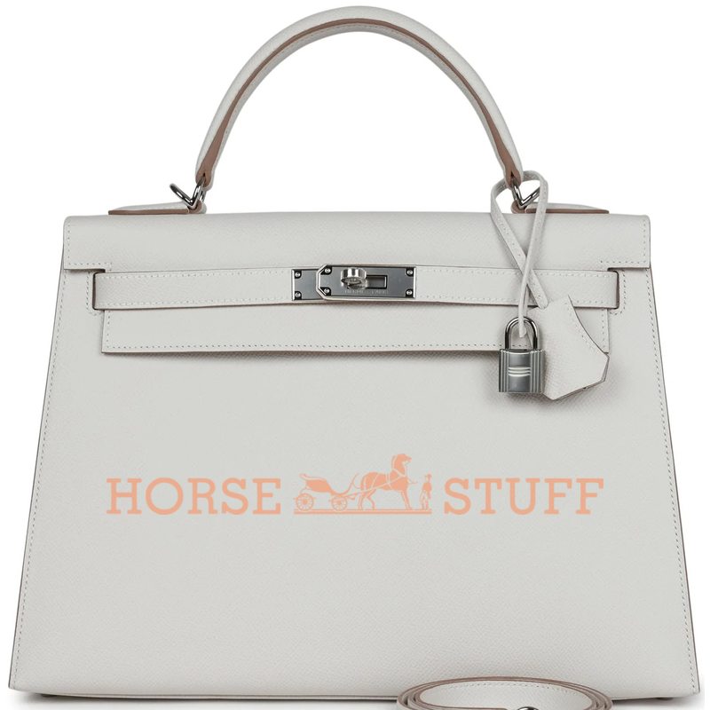 Hermès Kelly Sellier 32 Gris Pale Epsom PHW