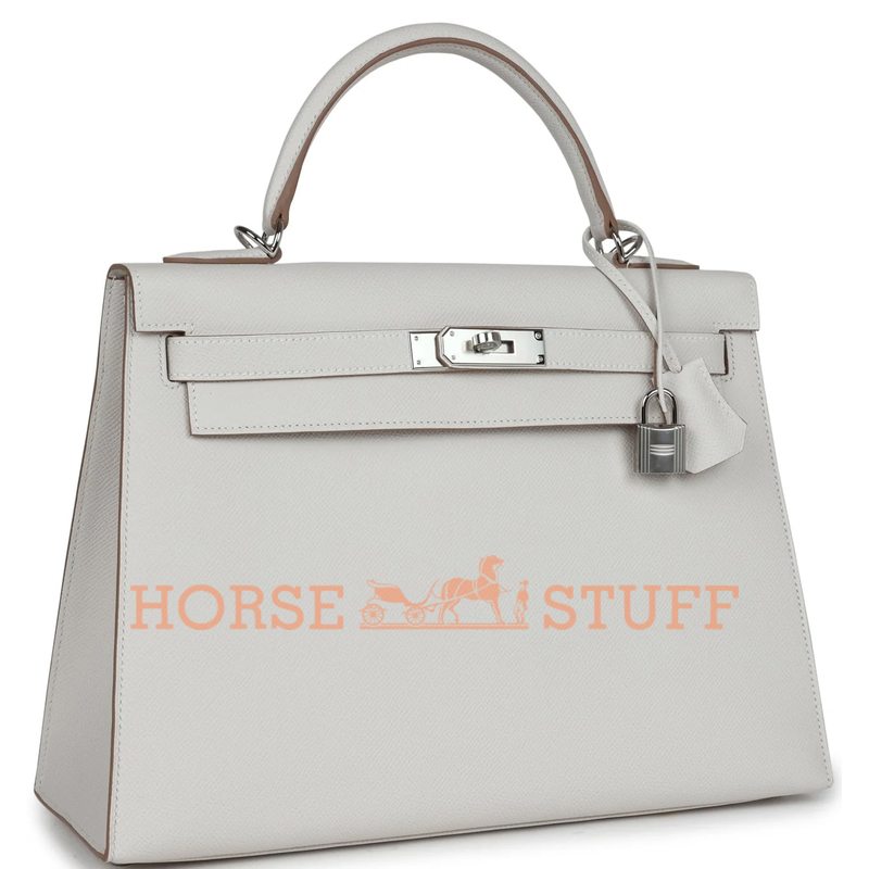 Hermès Kelly Sellier 32 Gris Pale Epsom PHW