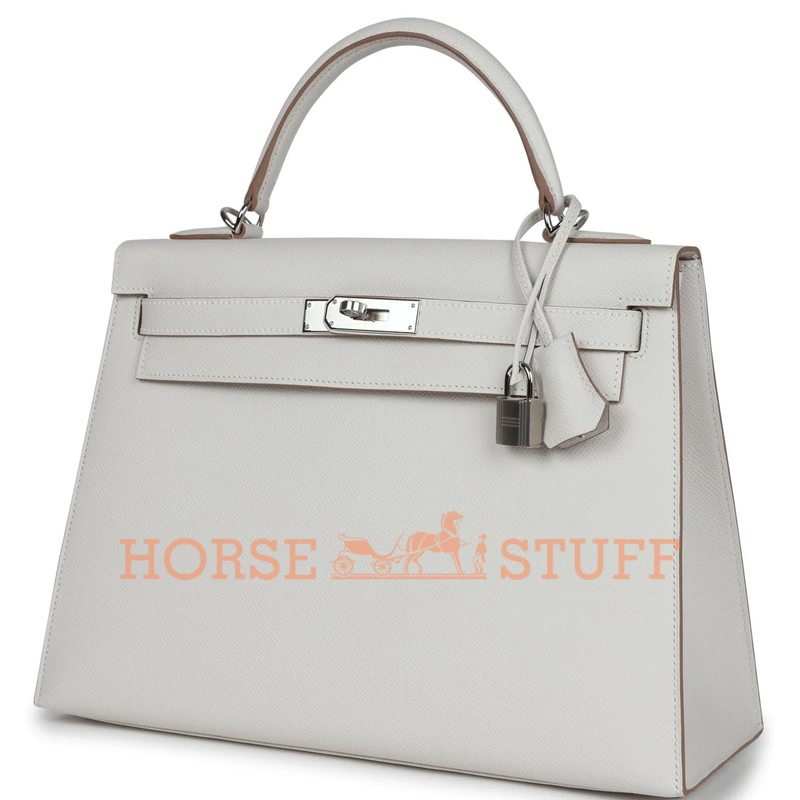 Hermès Kelly Sellier 32 Gris Pale Epsom PHW