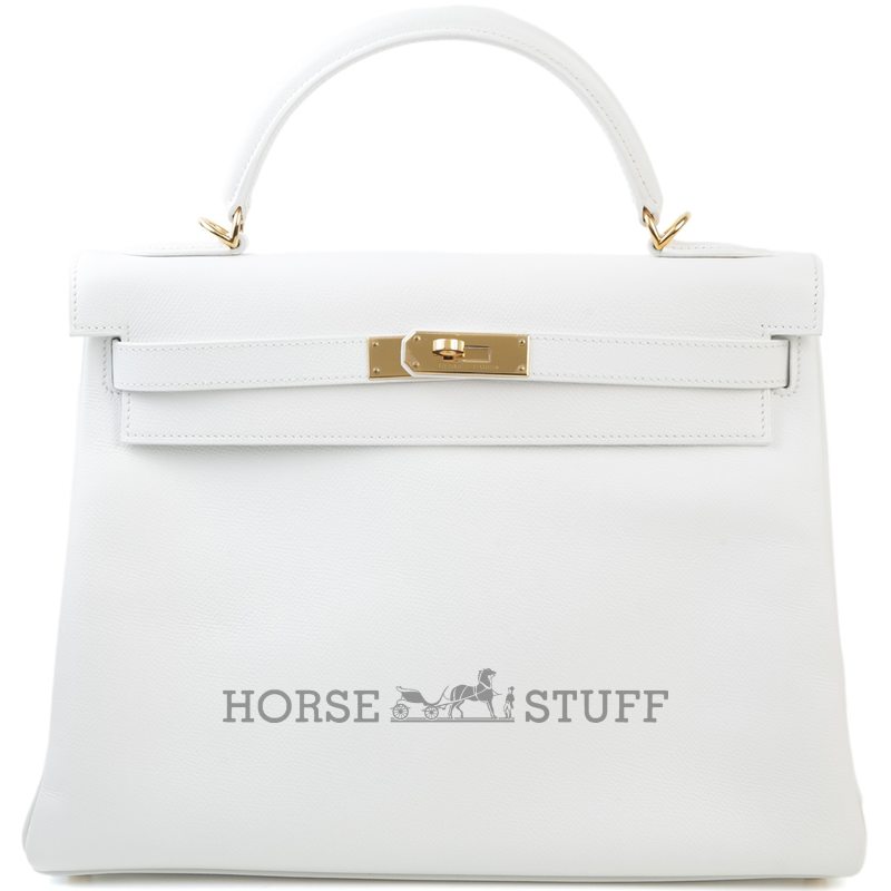 Hermes Kelly Retourne 32 White Epsom GHW