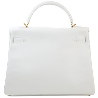 Hermes Kelly Retourne 32 White Epsom GHW