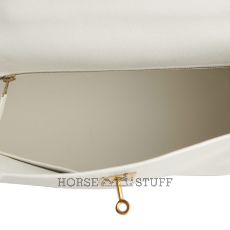 Hermes Kelly Retourne 32 White Epsom GHW