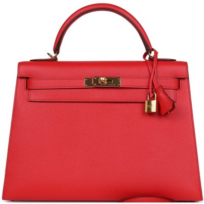 Hermès Kelly Sellier 32 Rouge Tomate Epsom GHW 