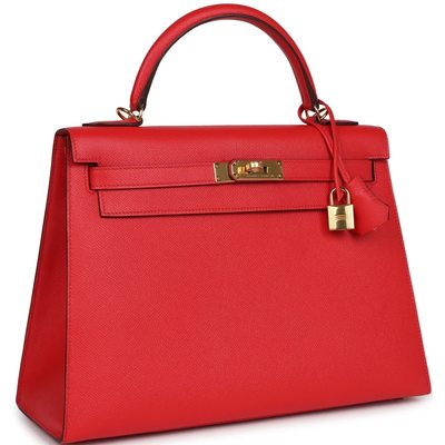 Hermès Kelly Sellier 32 Rouge Tomate Epsom GHW 