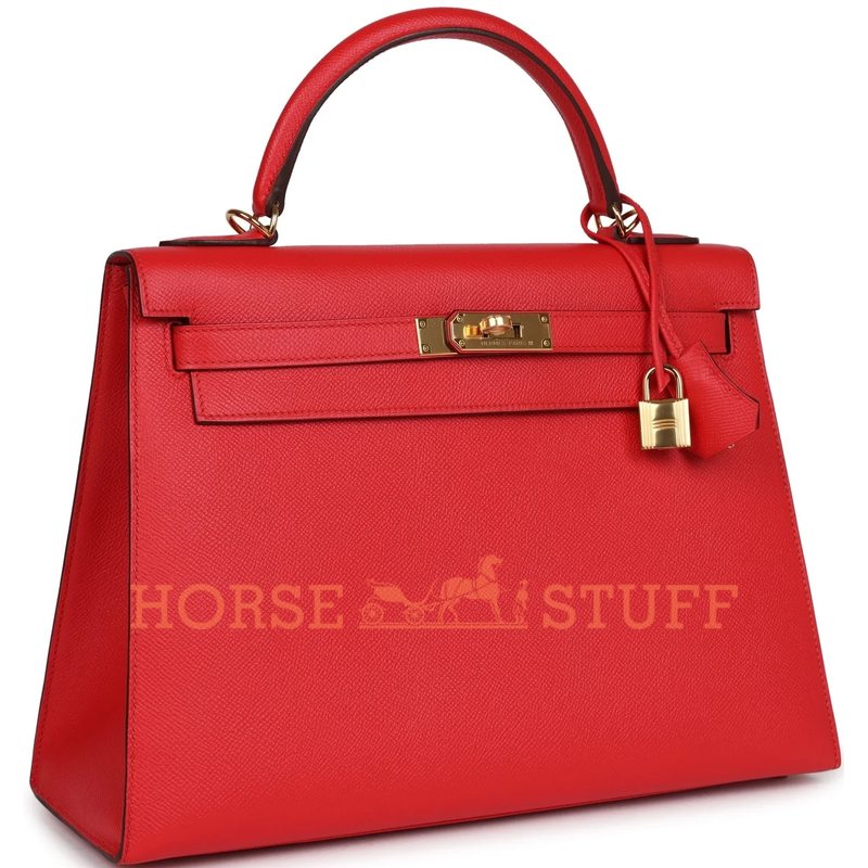 Hermès Kelly Sellier 32 Rouge Tomate Epsom GHW