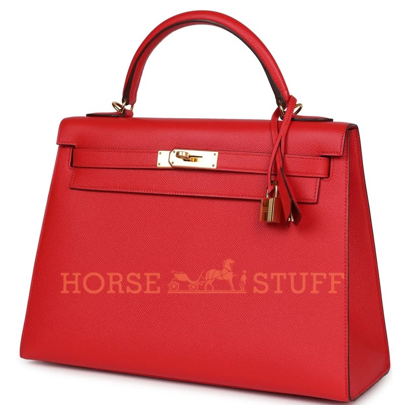 Hermès Kelly Sellier 32 Rouge Tomate Epsom GHW