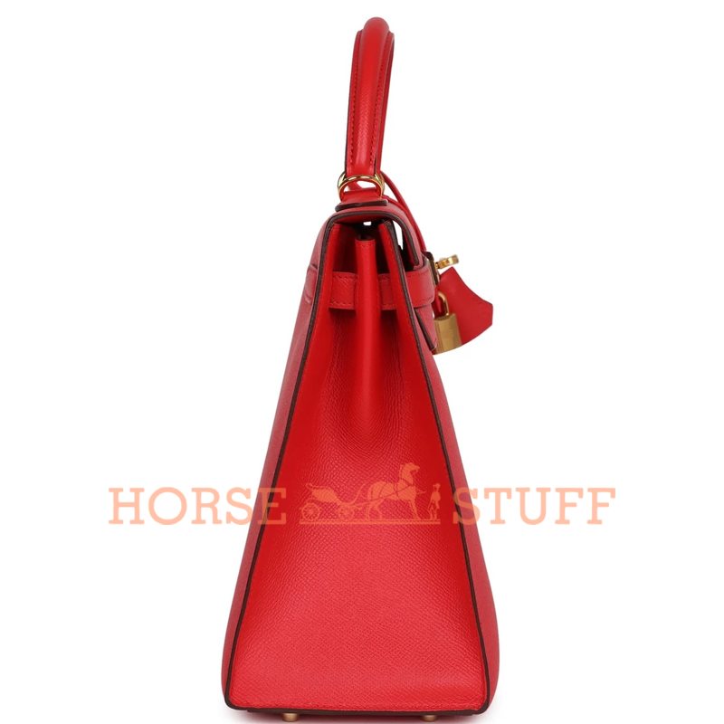 Hermès Kelly Sellier 32 Rouge Tomate Epsom GHW