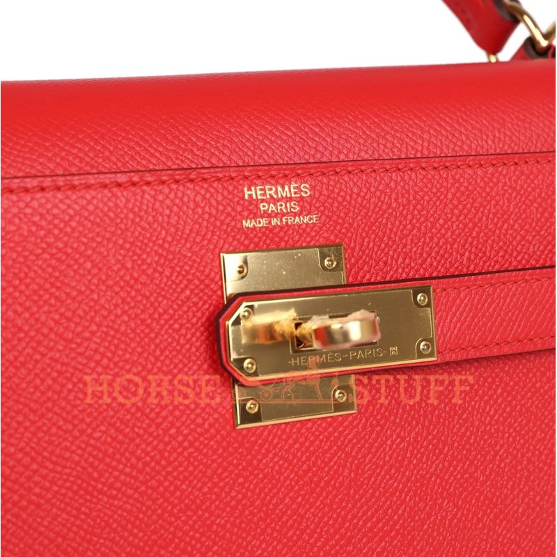 Hermès Kelly Sellier 32 Rouge Tomate Epsom GHW