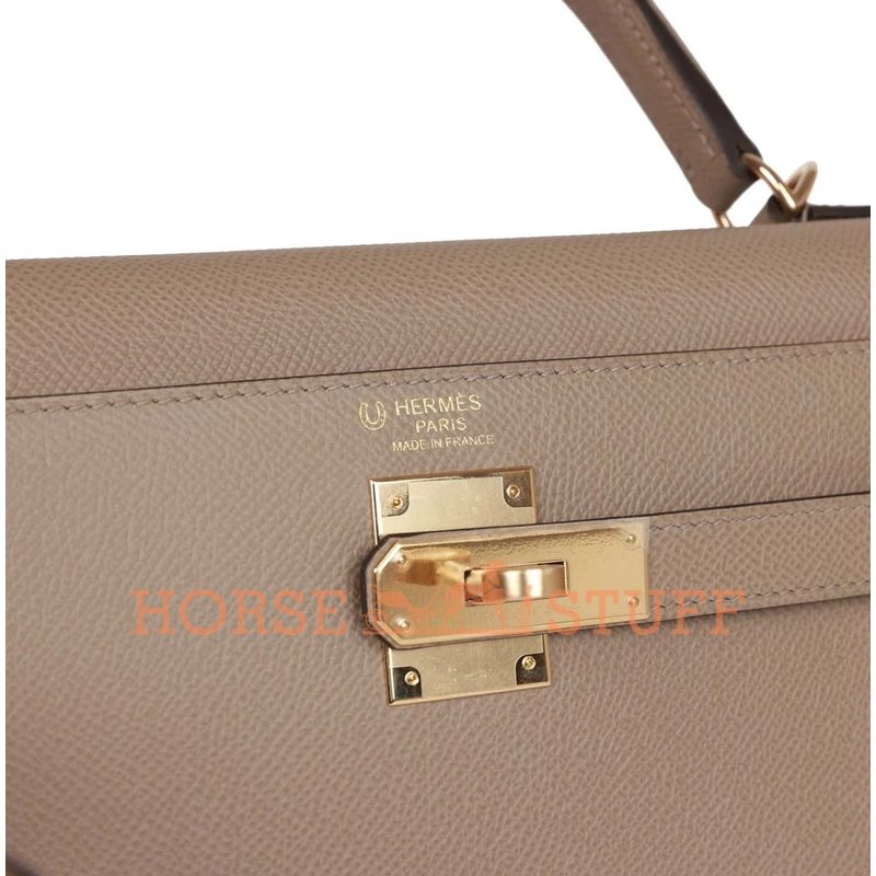 Hermès Kelly Sellier 32 Special Order HSS Verso Gris Asphalt / Feu Epsom GHW