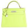 Hermès Kelly Retourne 32 Limited Edition Candy Series Kiwi / Lichen Epsom PHW