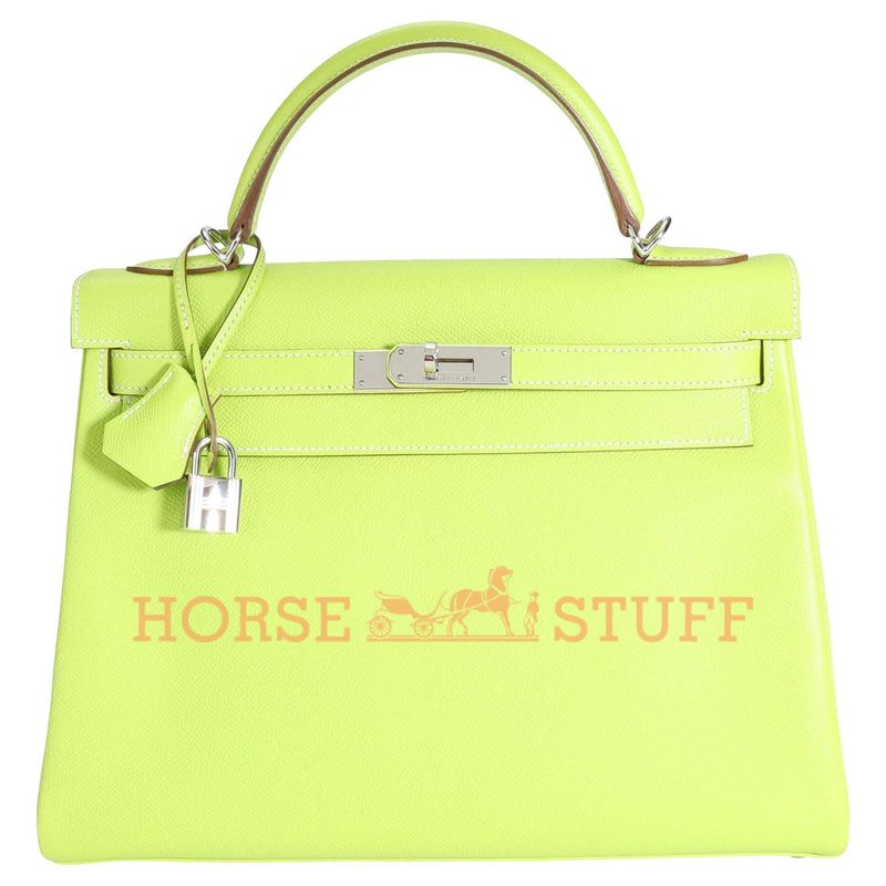 Hermès Kelly Retourne 32 Limited Edition Candy Series Kiwi / Lichen Epsom PHW